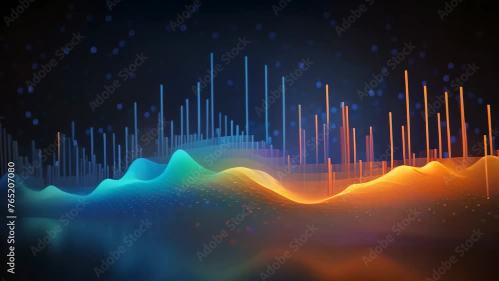 Poster abstract colorful digital sound wave on dark technology background. abstract technology background. 