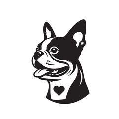Boston Terrier Silhouettes, Vintage Boston Terrier Artwork, Black and White Boston Terrier Silhouettes, Retro Styled Boston Terrier Illustrations, Vintage Boston Terrier Designs