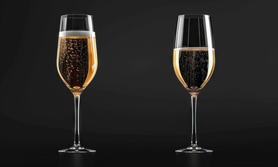A group of six wine glasses, half filled with white wine and the others with red wine, on a black background.