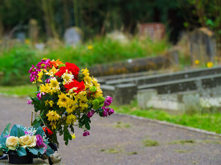 flowers in the cemetary