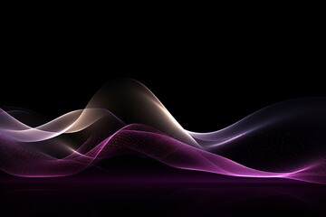 Purple wave on a black background, in the style of futuristic spacescapes
