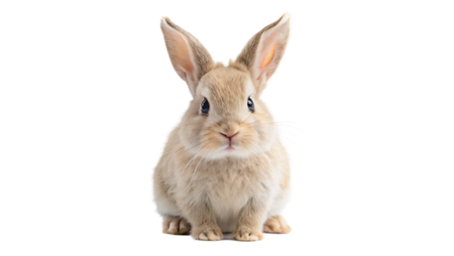 Fluffy white rabbit on white background