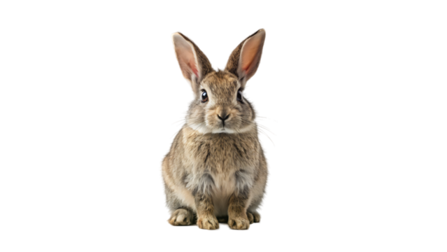 Fluffy white rabbit on white background