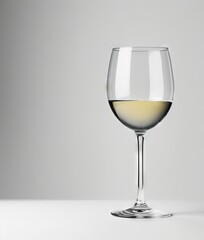A bottle pouring white wine into a glass against a white background.