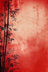 red bamboo background with grungy texture