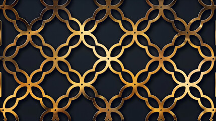 Fototapeta premium Seamless pattern. Golden art on dark background. Luxury gold design for prints, banner, fabric, poster, cover, digital arts.