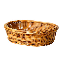 Empty wicker basket isolated on transparent background.