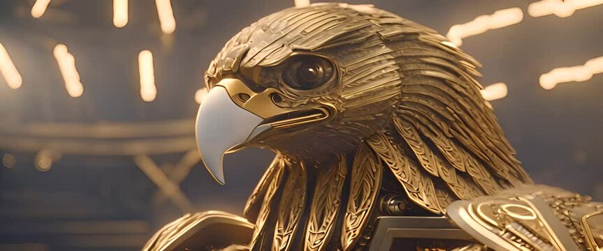 animation of a cyborg eagle