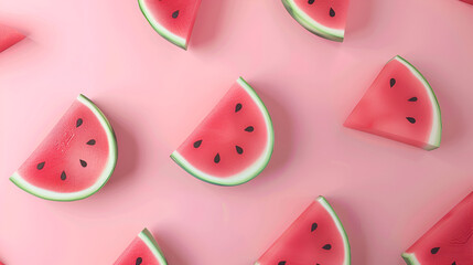  Minimalistic Watermelon Pattern on Plain Pastel Color