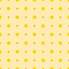 Yellow merry polka dot seamless pattern, decorative texture of round circles in random order, simple repeat ornament