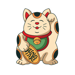 illustration of a lucky cat statue. vector icon on white background.