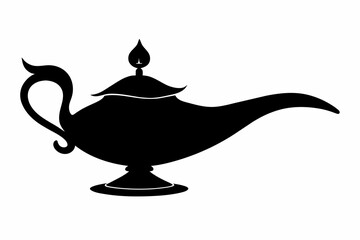 Aladdin lamp silhouette. Simple black vector symbol