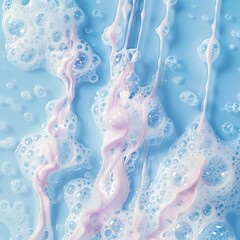 Surreal dance of pink-hued fluids in motion, with intricate bubble formations, capturing a dream-like quality ideal for abstract designs.