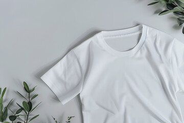  Empty white t-shirt seen on table