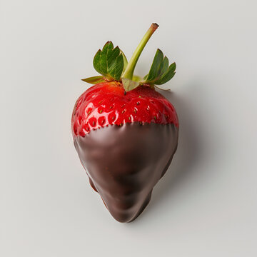  Minimalist image of strawberry dipped in chocolate