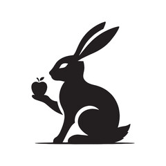 Retro Rabbit Silhouettes in Monochrome, Vintage Rabbit Silhouettes , Retro Styled Rabbit Illustrations, Retro Rabbit Illustrations, Black and White Rabbit Silhouette Collection