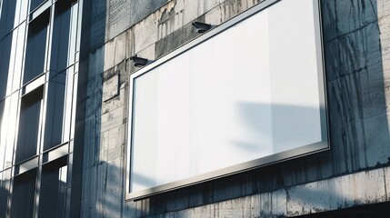 Fototapeta premium blank billboard without text on building, super realistic photo in high quality, front view. mock-up, copy space, space for text, banner.