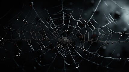 spider web in dark background for halloween or horror concept