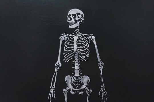 a skeleton on a black background