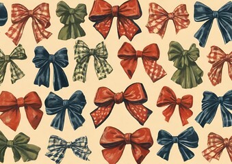 seamless pattern with bows version 1 (Vintage Painting Wallpaper)