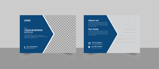 Corporate business vector postcard design template for business marketing