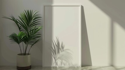 Frame mockup in contemporary minimalist room interior, 3D rendering, generative AI