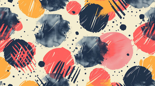 Modern trendy artistic colorful seamless pattern. Hand drawn style abstract illustrations. Creative collage patterns.