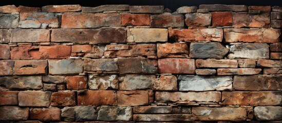 Close up of stone wall texture background. Panoramic image.