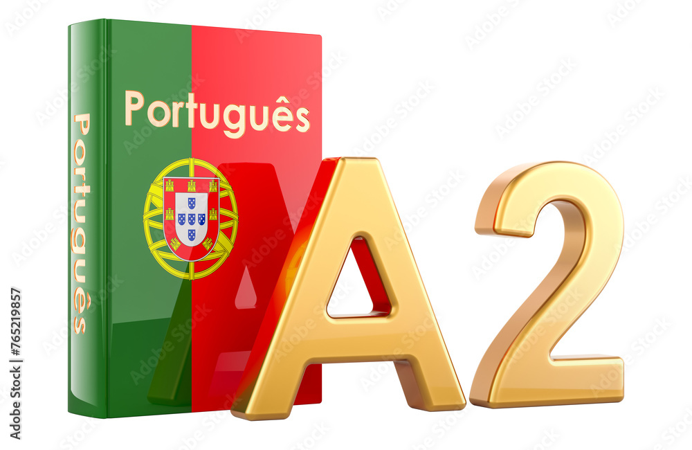 Poster a2 portuguese level, concept. level pre intermediate, 3d rendering isolated on transparent backgroun