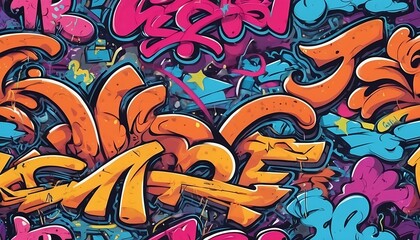 Obraz premium Seamless colorful background of Graffiti on dark background.