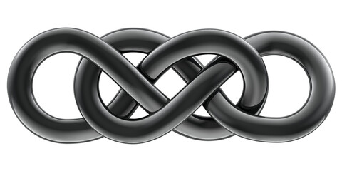Black Double Infinity symbol, 3D rendering isolated on transparent background
