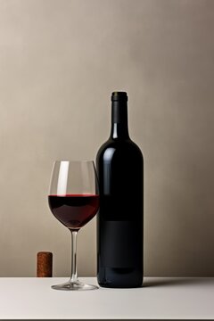 bottle of wine with glass Generative AI