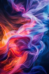 Obraz premium A mesmerizing abstract piece features swirls of neon pastels against a dark background, reminiscent of a supernova