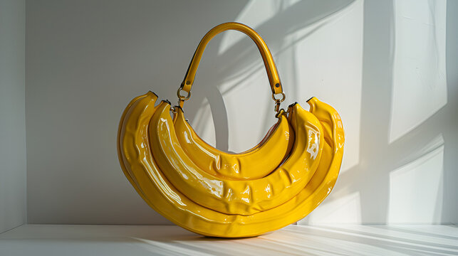Banana-shaped Handbag Fashion Model Studio, Generative AI