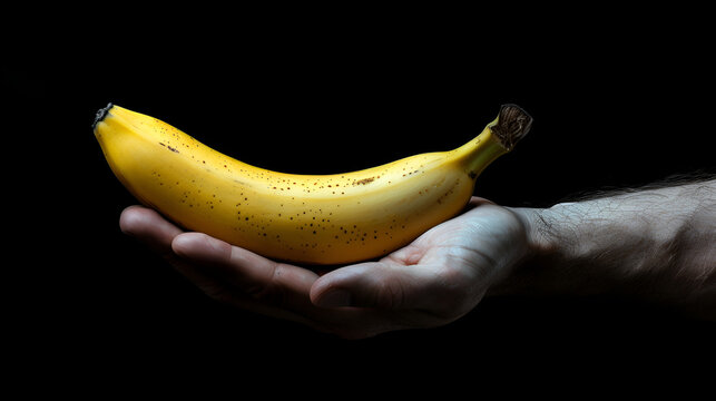 Man's Hand Holding Banana, Generative AI