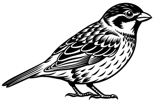 recommend clip art: Sparrow bird silhouette  vector art illustration