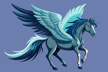 Obraz na płótnie Canvas Horse spreads its wings full body vector illustration 