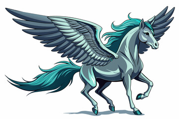 Horse spreads its wings full body vector illustration 
