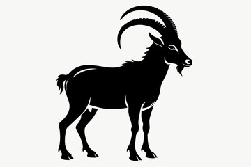 realistic ibex  vector silhouette