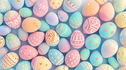 Easter eggs of retro elegance converge in an abstract illustration, crafting a seamless pattern...