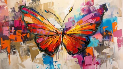 Enchanting Abstract Butterfly Art, Freehand Oil Painting on Canvas