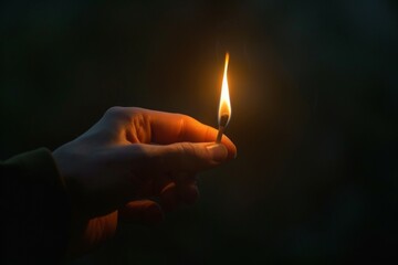 A person is holding a lit match - Powered by Adobe