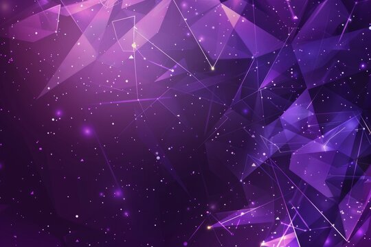Abstract purple background with polygonal shapes and glowing lines, perfect for creating futuristic or digital designs Generative AI