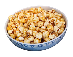 caramel popcorn, corn popcorn, caramel in a bowl, golden popcorn