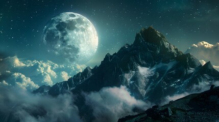 moon over the mountains
 - Powered by Adobe