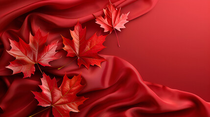 Canada Day Banner Red Maple Leaves