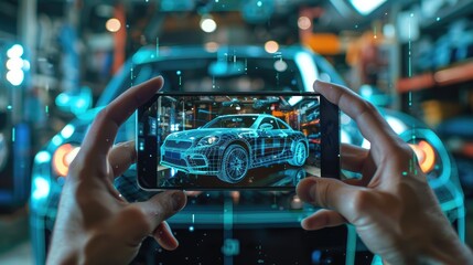 Augmented reality auto repair tutorials with step-by-step guidance, solid color background, 4k, ultra hd