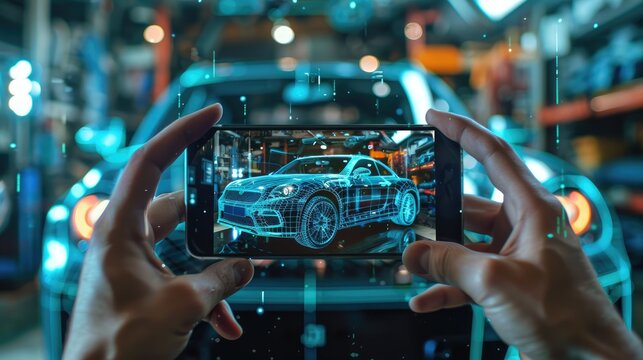 Augmented reality auto repair tutorials with step-by-step guidance, solid color background, 4k, ultra hd