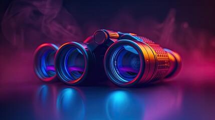 High-tech binoculars, digital zoom, night vision, data recording, solid color background, 4k, ultra hd - obrazy, fototapety, plakaty