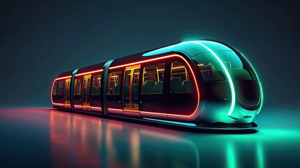 Sleek, energy-efficient public transport system, highlighting modern design and usability, solid color background, 4k, ultra hd - obrazy, fototapety, plakaty